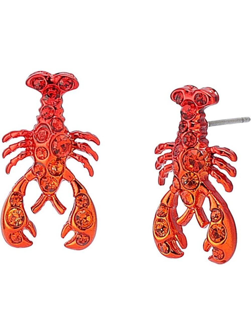 Mermaid-Inspired Lobster Stud Earrings with Colorful Jewels for Women